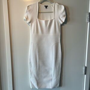 Express Body Contour White Midi Dress